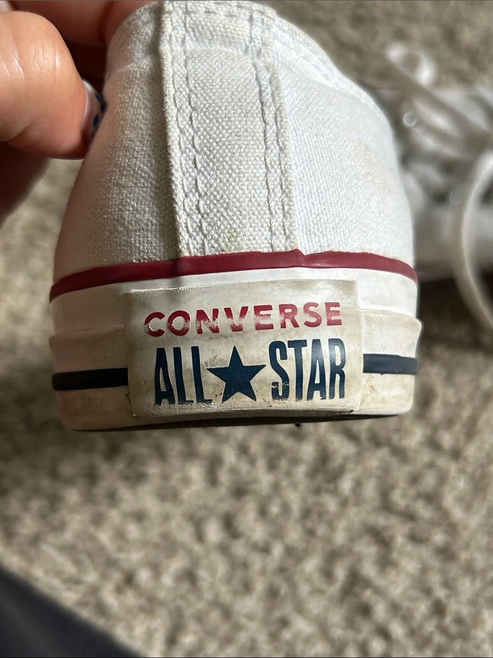 Converse White Low-Top Sneakers with Red Stripe - Picture 5 of 7
